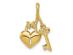 FJC Finejewelers 14 kt Yellow Gold Polished Key Tied to Heart Lock Charm 22 x 14 mm
