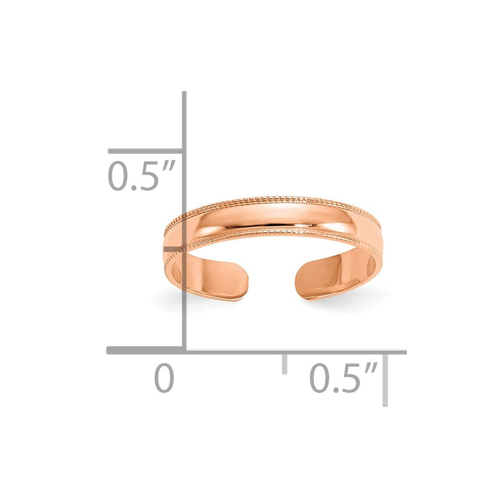 FJC Finejewelers 14 kt Rose Gold  Mill Grain Adjustable Toe Ring 3 mm