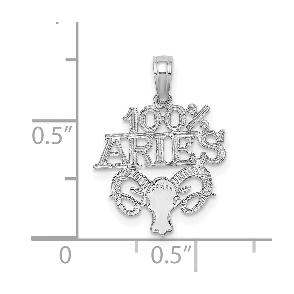 FJC Finejewelers 14 kt White Gold WG 100% ARIES Zodiac Charm 19 x 14 mm