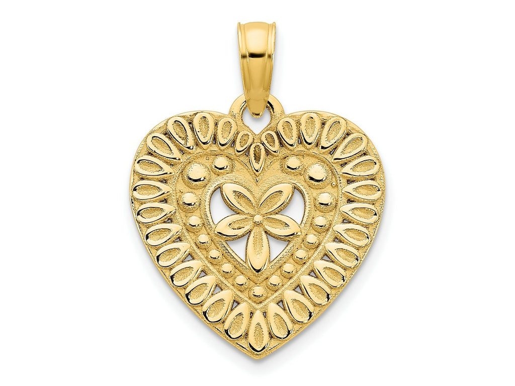 FJC Finejewelers 14 kt Yellow Gold Fancy Heart Charm 14 mm