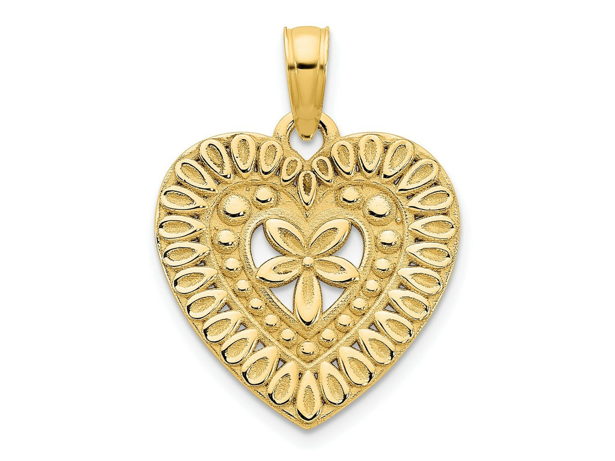 FJC Finejewelers 14 kt Yellow Gold Fancy Heart Charm 14 mm