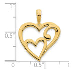 FJC Finejewelers 14 kt Yellow Gold Heart in Heart Charm 17 mm