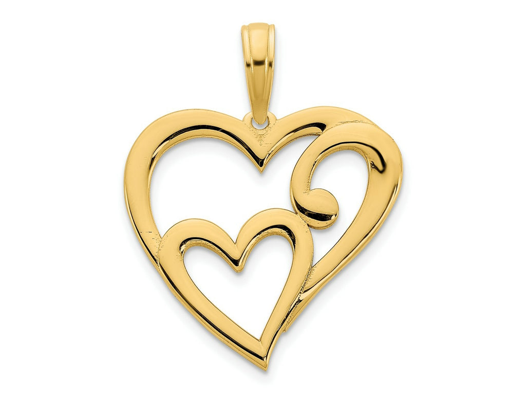FJC Finejewelers 14 kt Yellow Gold Heart in Heart Charm 17 mm