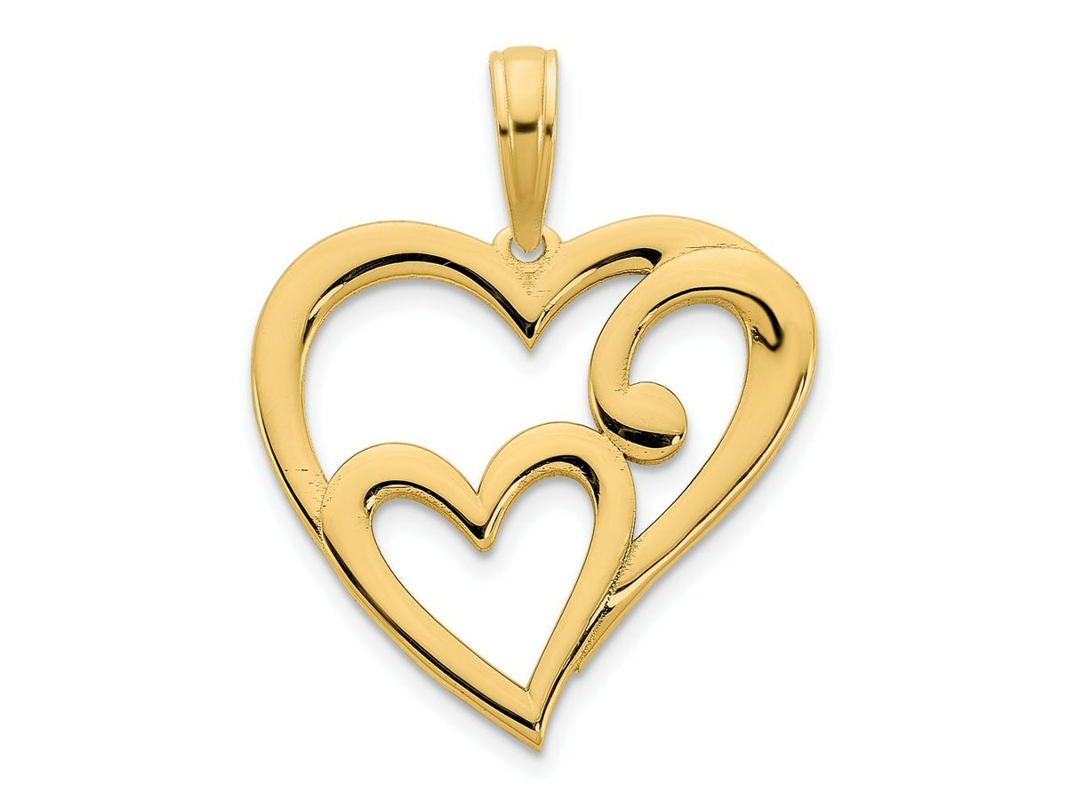 FJC Finejewelers 14 kt Yellow Gold Heart in Heart Charm 17 mm