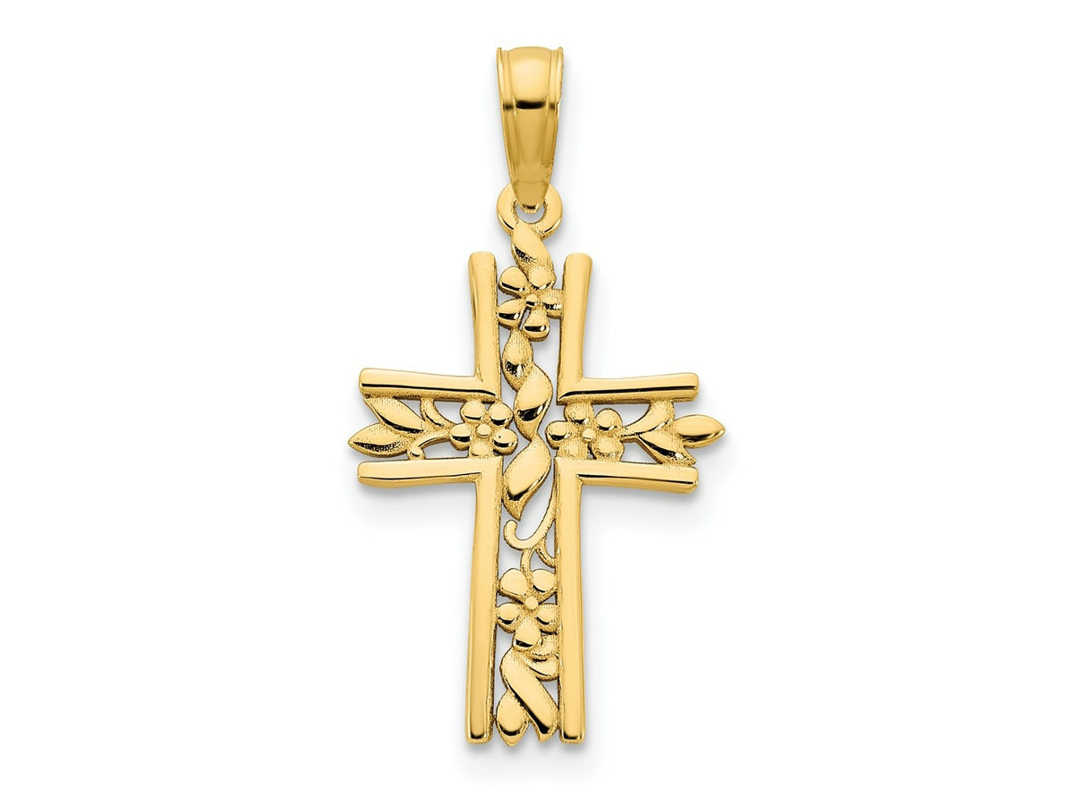 FJC Finejewelers 14 kt Yellow Gold Fancy Cross Charm 23 x 12 mm
