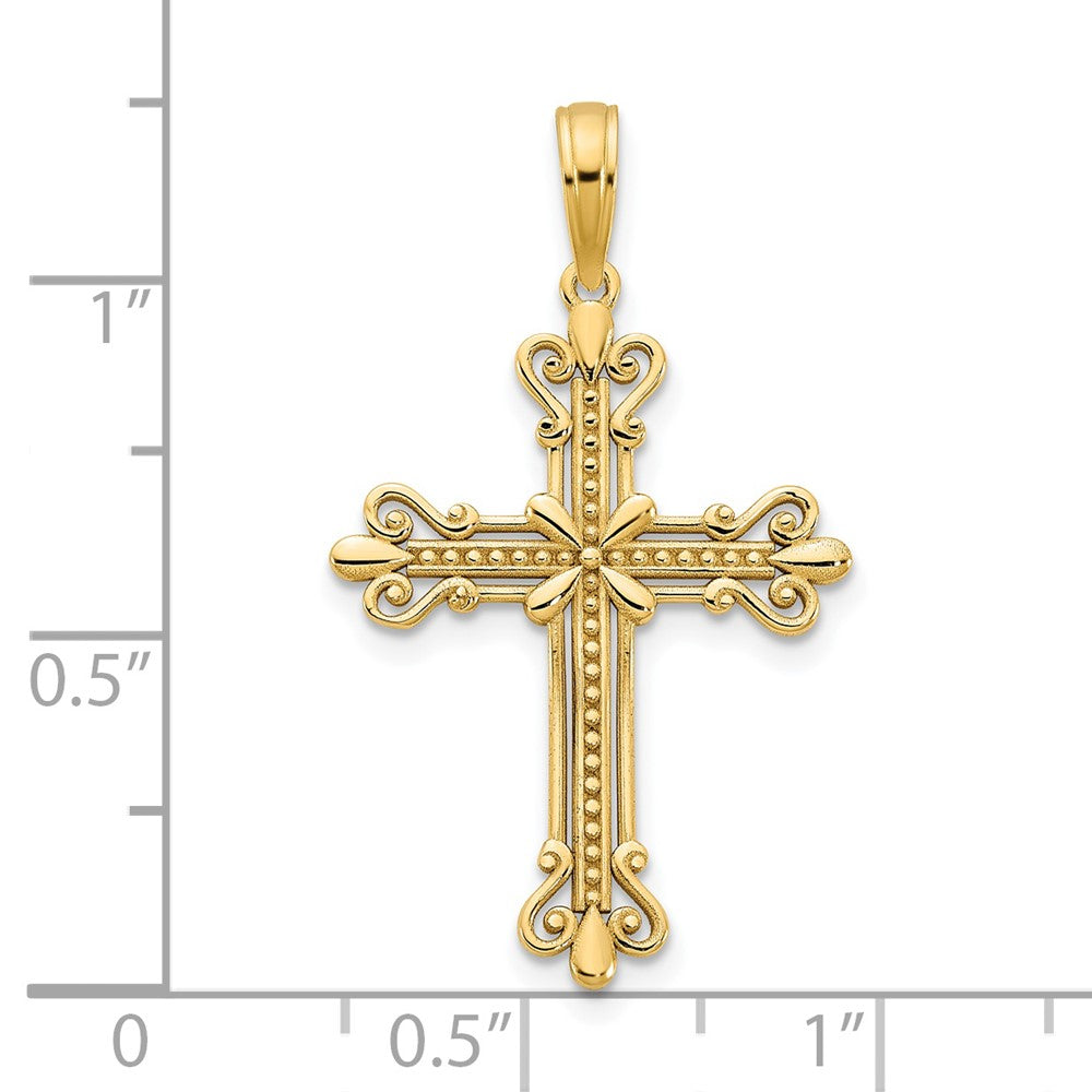 FJC Finejewelers 14 kt Yellow Gold Fancy Cross Charm 31 x 18 mm