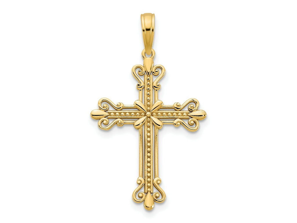 FJC Finejewelers 14 kt Yellow Gold Fancy Cross Charm 31 x 18 mm