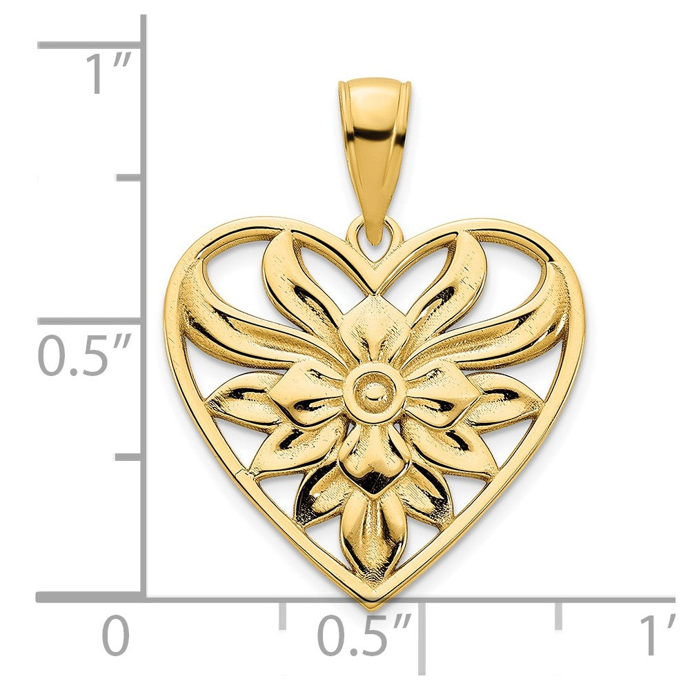 FJC Finejewelers 14 kt Yellow Gold Fancy Heart Charm 19 mm