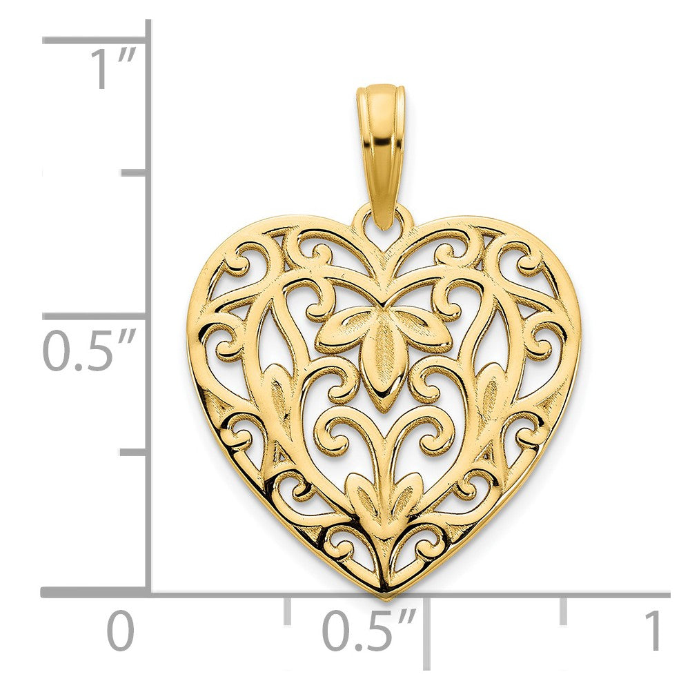 FJC Finejewelers 14 kt Yellow Gold Fancy Heart Charm 17 mm