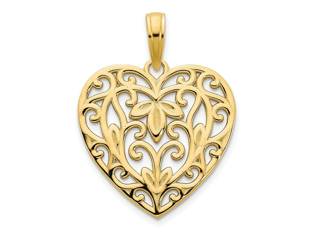 FJC Finejewelers 14 kt Yellow Gold Fancy Heart Charm 17 mm