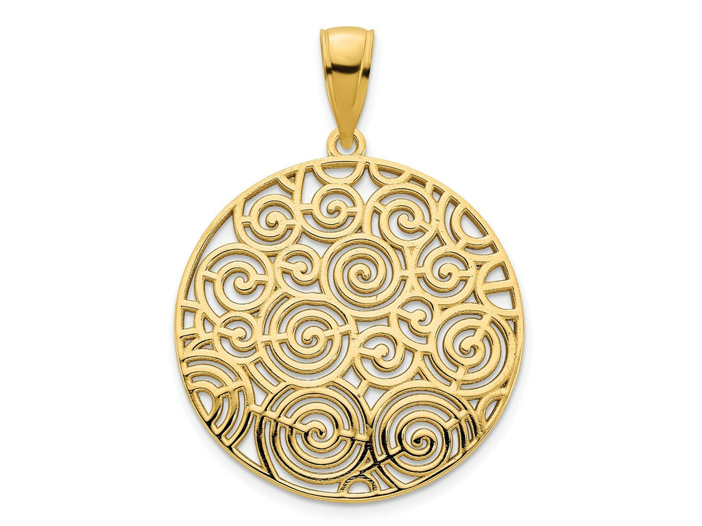 FJC Finejewelers 14 kt Yellow Gold Fancy Filigree Disc Charm 23 x 21 mm