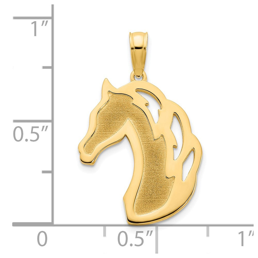 FJC Finejewelers 14 kt Yellow Gold Sandblasted Horse Head Charm 24 x 15 mm