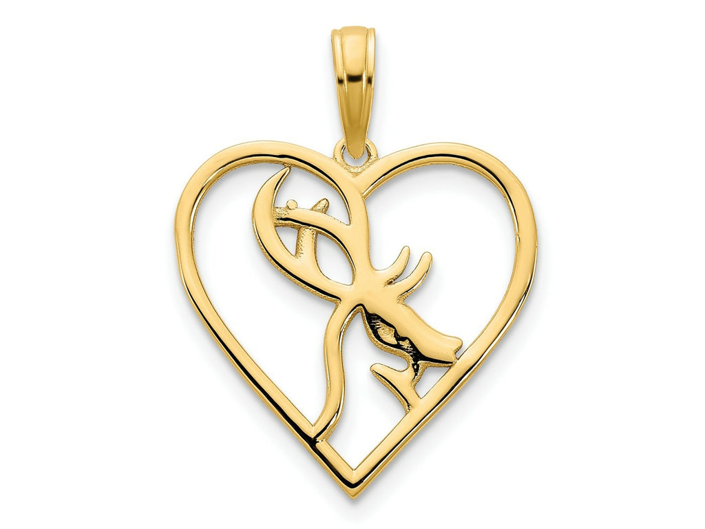 FJC Finejewelers 14 kt Yellow Gold Deer in a Heart Charm 18 mm