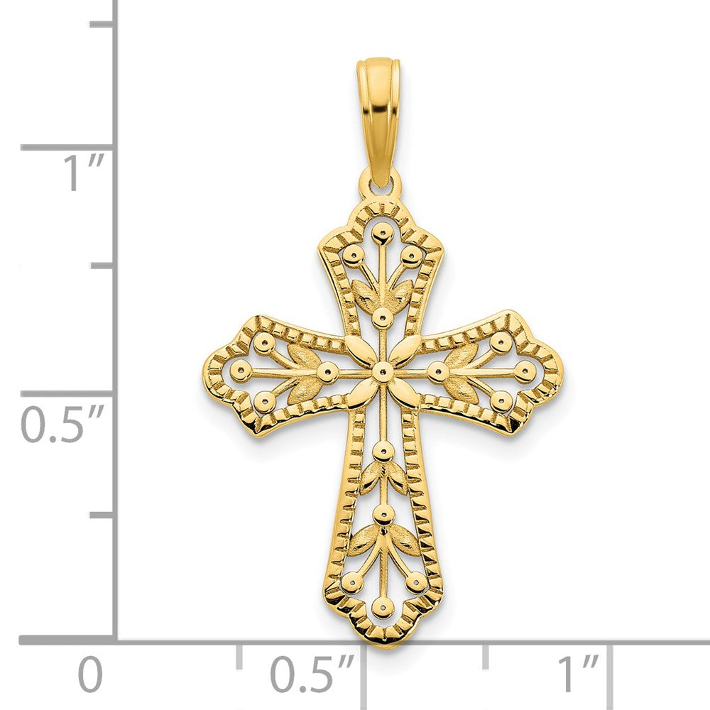 FJC Finejewelers 14 kt Yellow Gold Fancy Cross Charm 30 x 18 mm