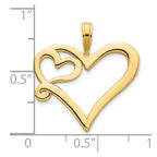 FJC Finejewelers 14 kt Yellow Gold Heart in a Heart Charm 21 mm