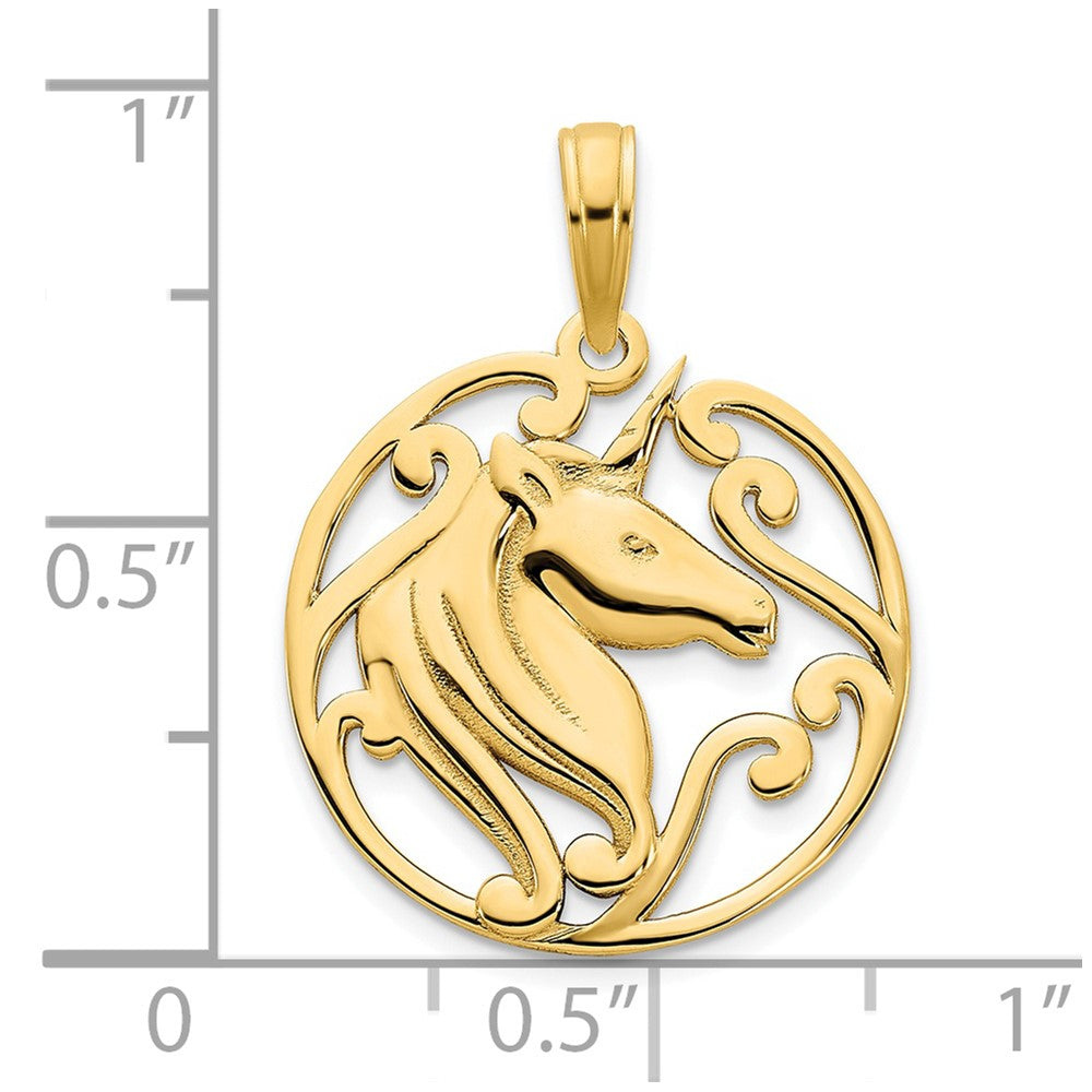 FJC Finejewelers 14 kt Yellow Gold Unicorn Charm 22 x 17 mm