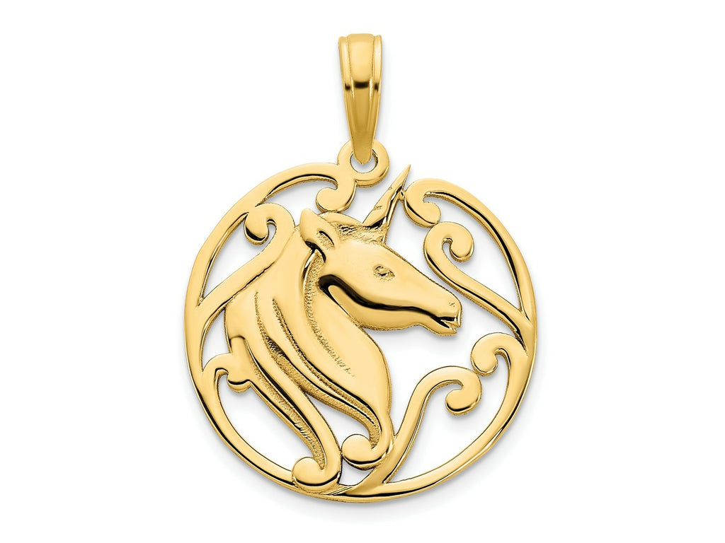 FJC Finejewelers 14 kt Yellow Gold Unicorn Charm 22 x 17 mm