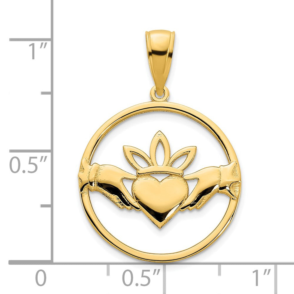 FJC Finejewelers 14 kt Yellow Gold Claddagh Circle Charm 20 x 18 mm