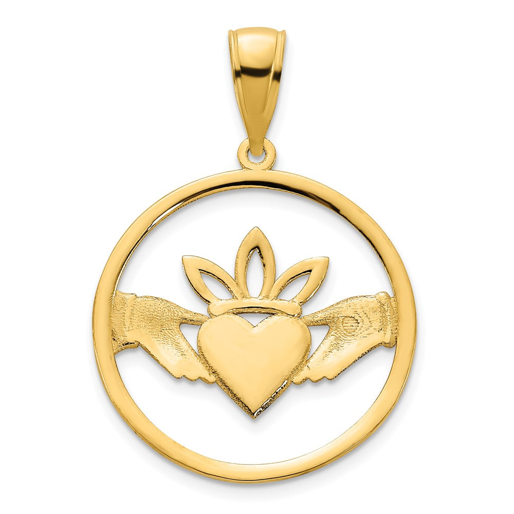 FJC Finejewelers 14 kt Yellow Gold Claddagh Circle Charm 20 x 18 mm