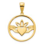 FJC Finejewelers 14 kt Yellow Gold Claddagh Circle Charm 20 x 18 mm
