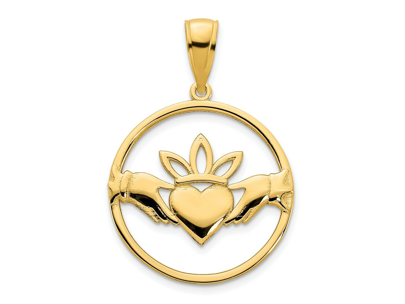 FJC Finejewelers 14 kt Yellow Gold Claddagh Circle Charm 20 x 18 mm