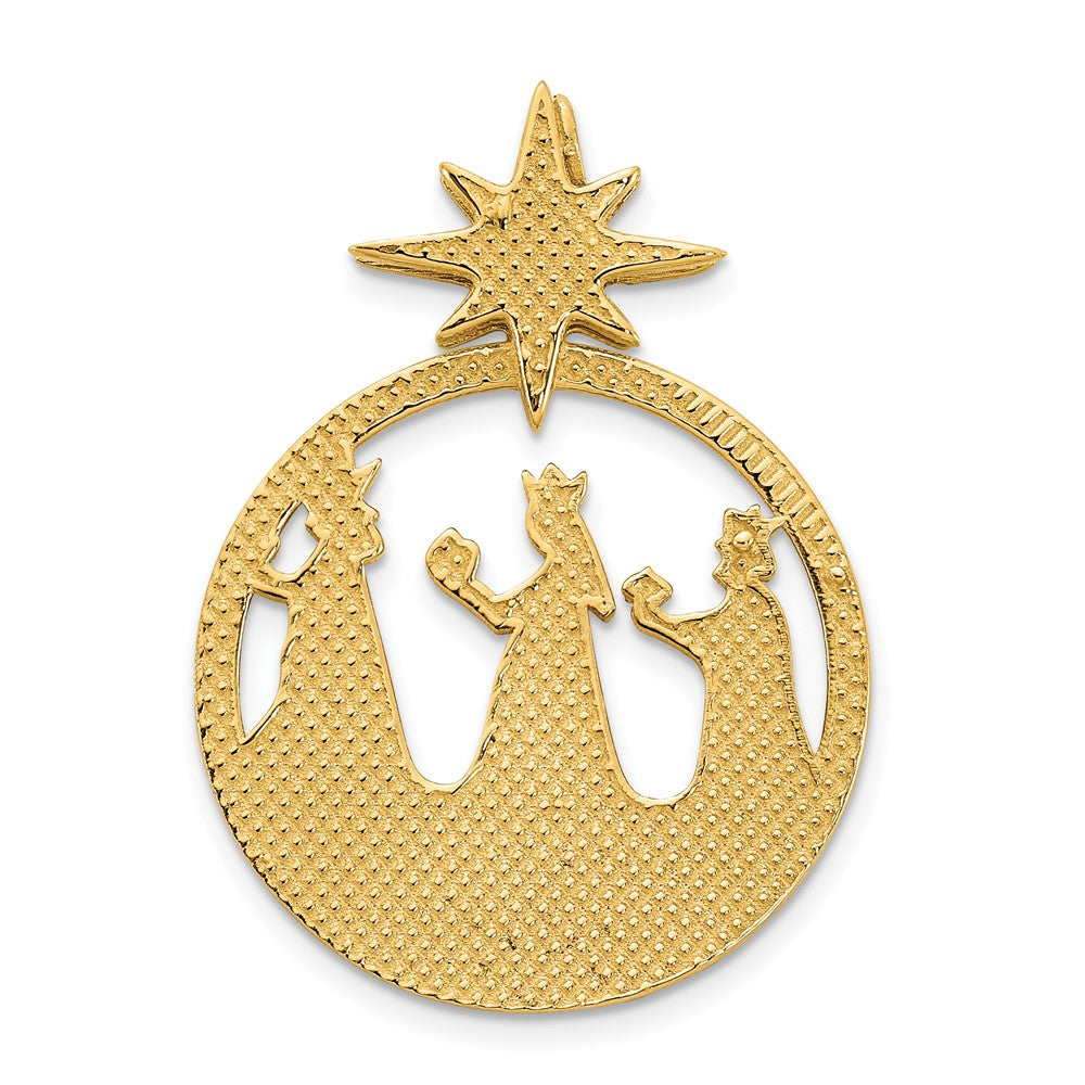 FJC Finejewelers 14 kt Yellow Gold Polished Three Wise Men North Star Chain Slide Charm 25 x 18 mm