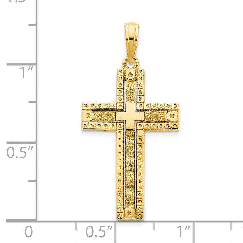 FJC Finejewelers 14 kt Yellow Gold Fancy Sandblasted Cross Charm 15 mm