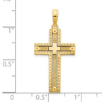 FJC Finejewelers 14 kt Yellow Gold Fancy Sandblasted Cross Charm 15 mm
