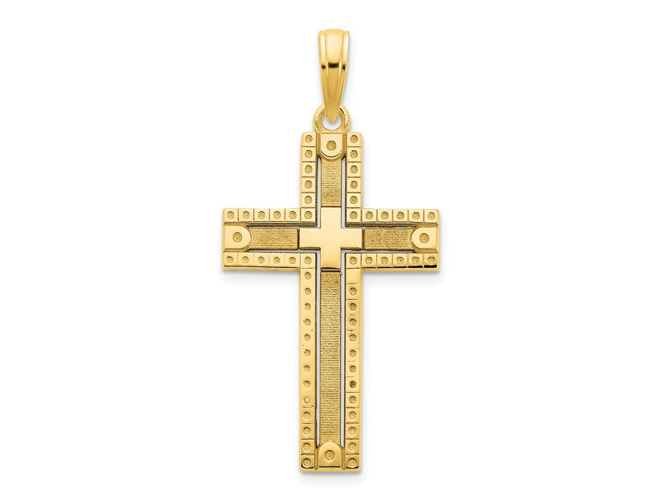FJC Finejewelers 14 kt Yellow Gold Fancy Sandblasted Cross Charm 15 mm