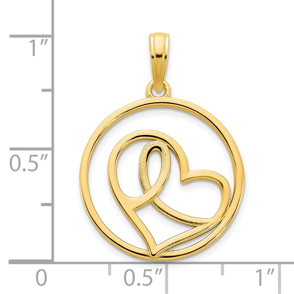 FJC Finejewelers 14 kt Yellow Gold Heart Circle Charm 17 mm