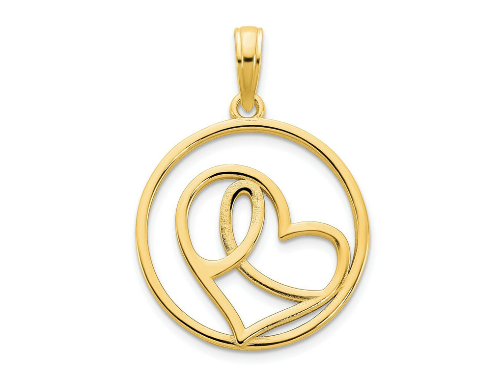 FJC Finejewelers 14 kt Yellow Gold Heart Circle Charm 17 mm