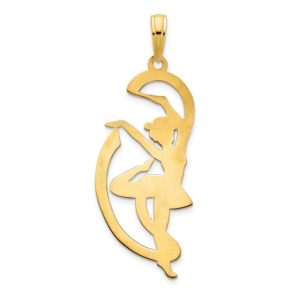 FJC Finejewelers 14 kt Yellow Gold Gymnast with Ribbon Charm 32 x 14 mm