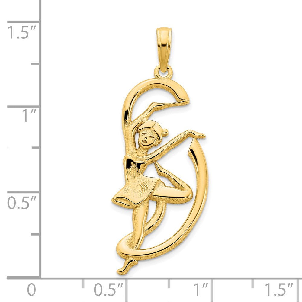 FJC Finejewelers 14 kt Yellow Gold Gymnast with Ribbon Charm 32 x 14 mm