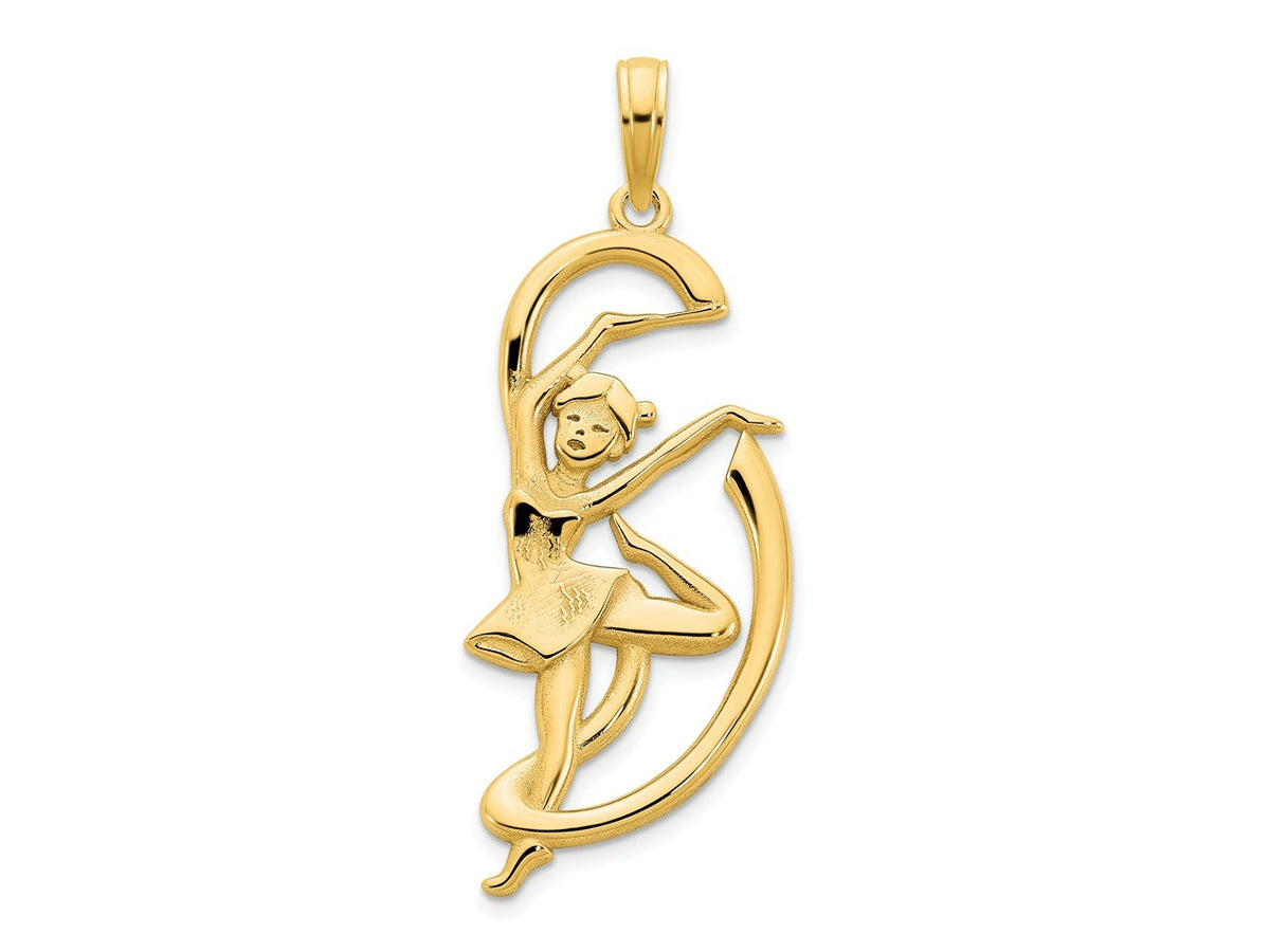 FJC Finejewelers 14 kt Yellow Gold Gymnast with Ribbon Charm 32 x 14 mm