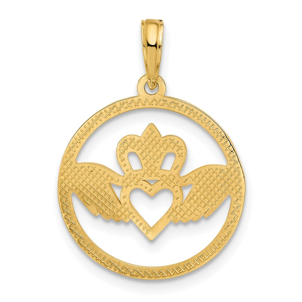 FJC Finejewelers 14 kt Yellow Gold Claddagh Circle Charm 20 x 18 mm