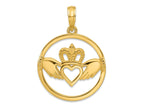 FJC Finejewelers 14 kt Yellow Gold Claddagh Circle Charm 20 x 18 mm