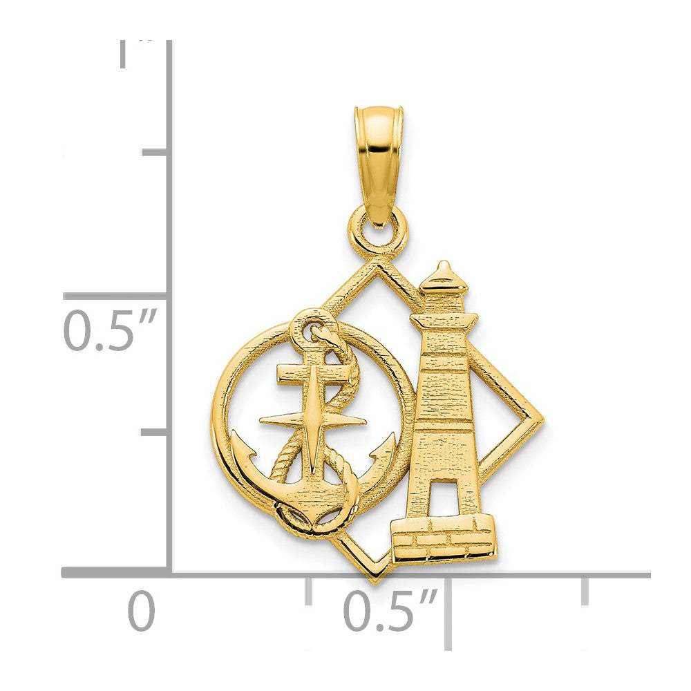 FJC Finejewelers 14 kt Yellow Gold Lighthouse and Anchor Charm 15 mm