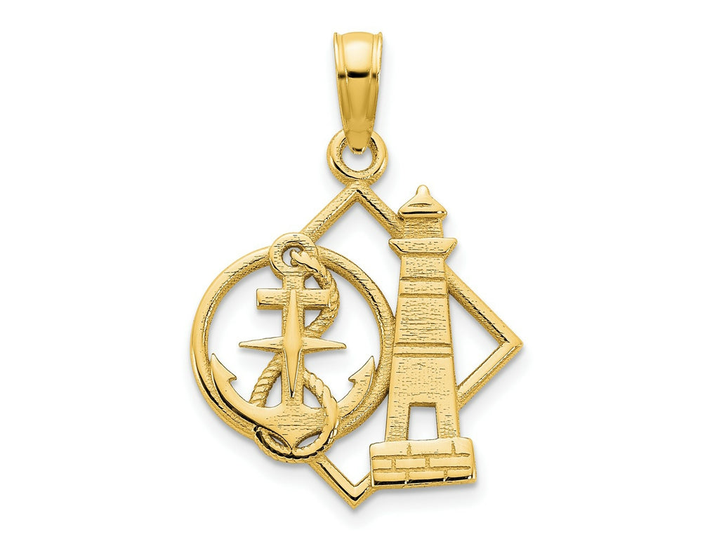 FJC Finejewelers 14 kt Yellow Gold Lighthouse and Anchor Charm 15 mm