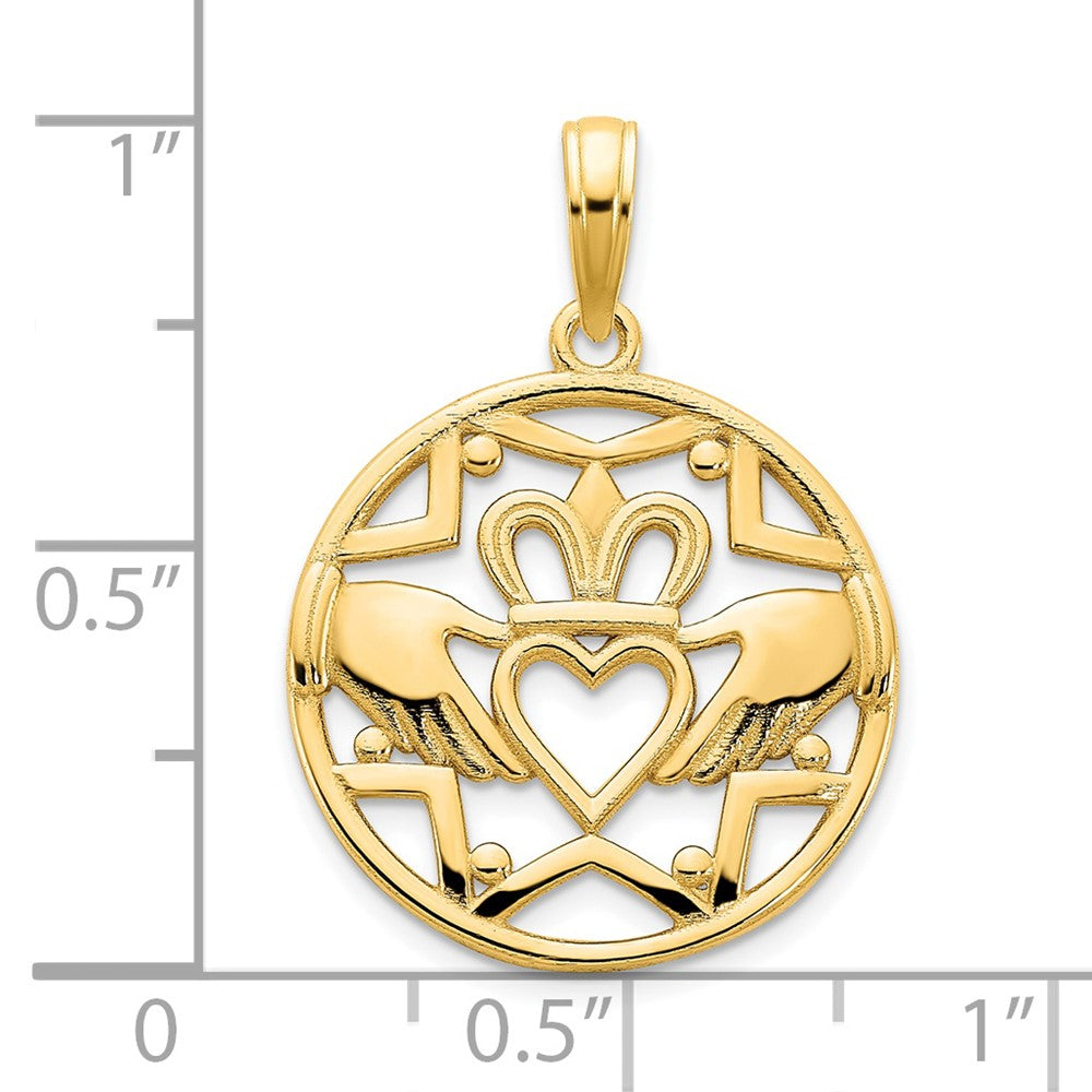 FJC Finejewelers 14 kt Yellow Gold Claddagh Circle Charm 20 x 18 mm