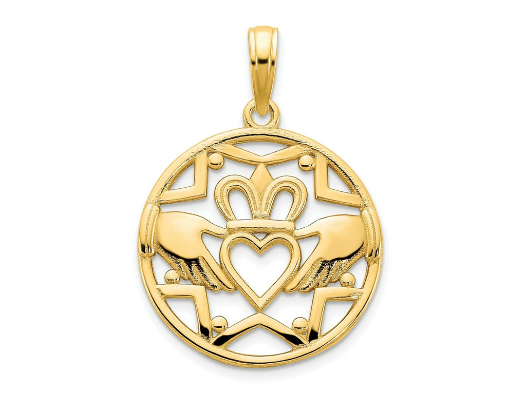 FJC Finejewelers 14 kt Yellow Gold Claddagh Circle Charm 20 x 18 mm
