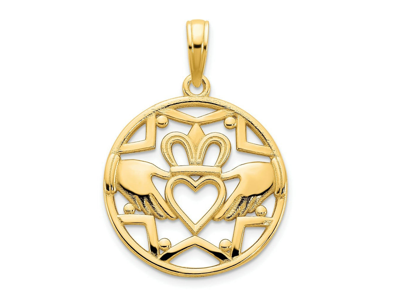 FJC Finejewelers 14 kt Yellow Gold Claddagh Circle Charm 20 x 18 mm