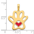 FJC Finejewelers 14 kt Yellow Gold Enameled Epoxy Paw Print with Heart Charm 19 mm