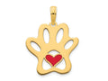 FJC Finejewelers 14 kt Yellow Gold Enameled Epoxy Paw Print with Heart Charm 19 mm