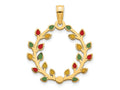 FJC Finejewelers 14 kt Yellow Gold Polished Epoxy Christmas Light Wreath Charm 24 x 18 mm