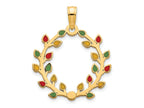 FJC Finejewelers 14 kt Yellow Gold Polished Epoxy Christmas Light Wreath Charm 24 x 18 mm