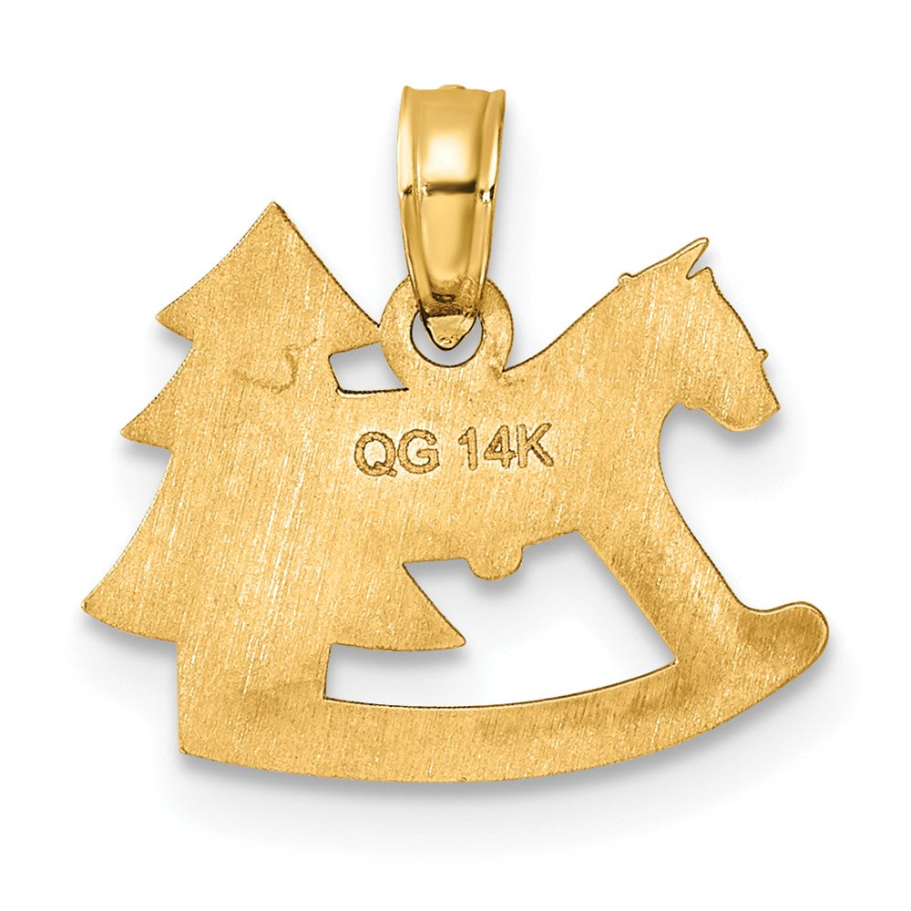 FJC Finejewelers 14 kt Yellow Gold Polished Epoxy Rocking Horse with Christmas Tree Charm 15 mm