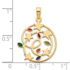 FJC Finejewelers 14 kt Yellow Gold Epoxy Christmas Lights and Stars Charm 17 mm