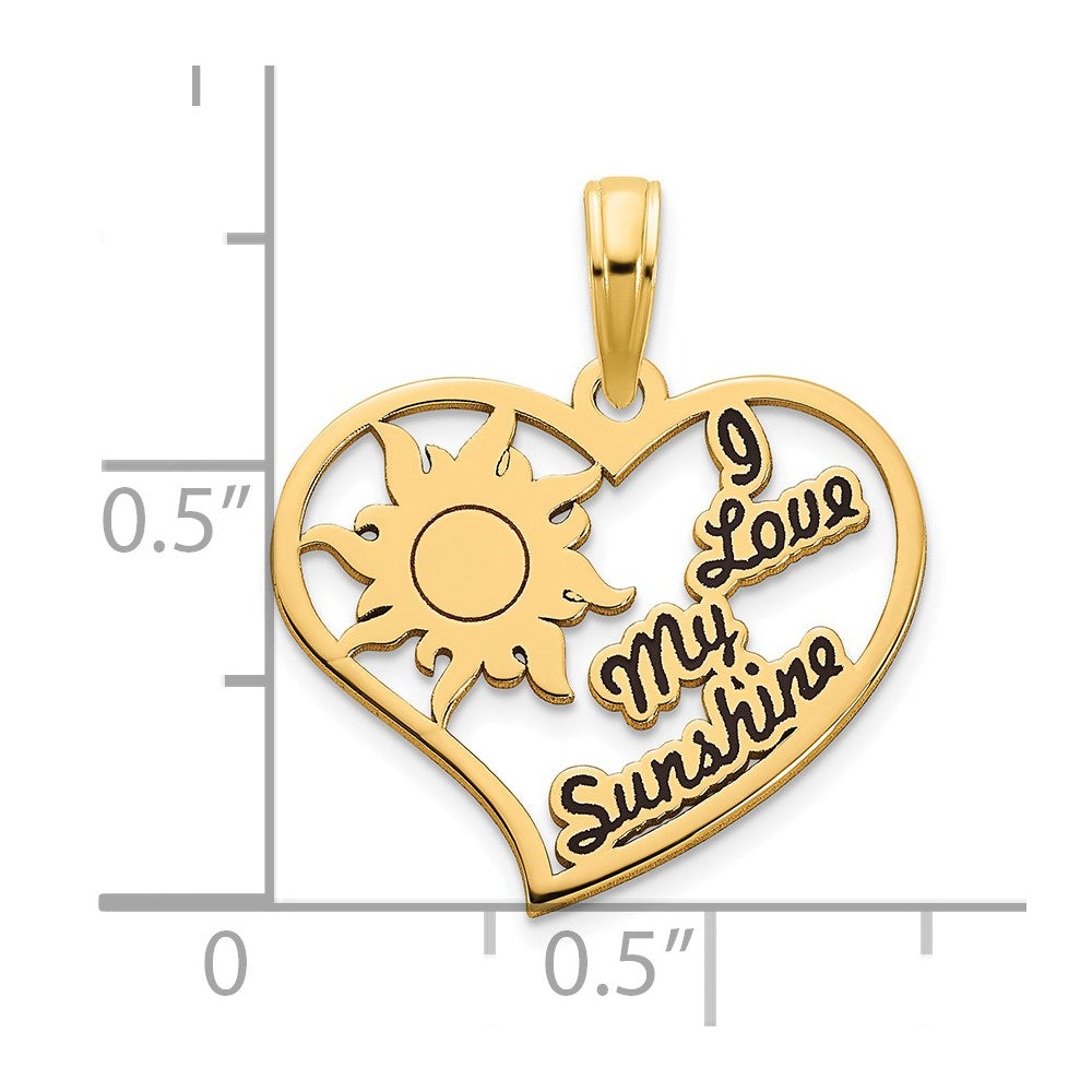 FJC Finejewelers 14 kt Yellow Gold Epoxy I Love My Sunshine Heart Charm 18 mm