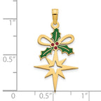 FJC Finejewelers 14 kt Yellow Gold Epoxy Holly and North Star Charm 30 x 15 mm