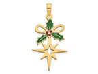 FJC Finejewelers 14 kt Yellow Gold Epoxy Holly and North Star Charm 30 x 15 mm